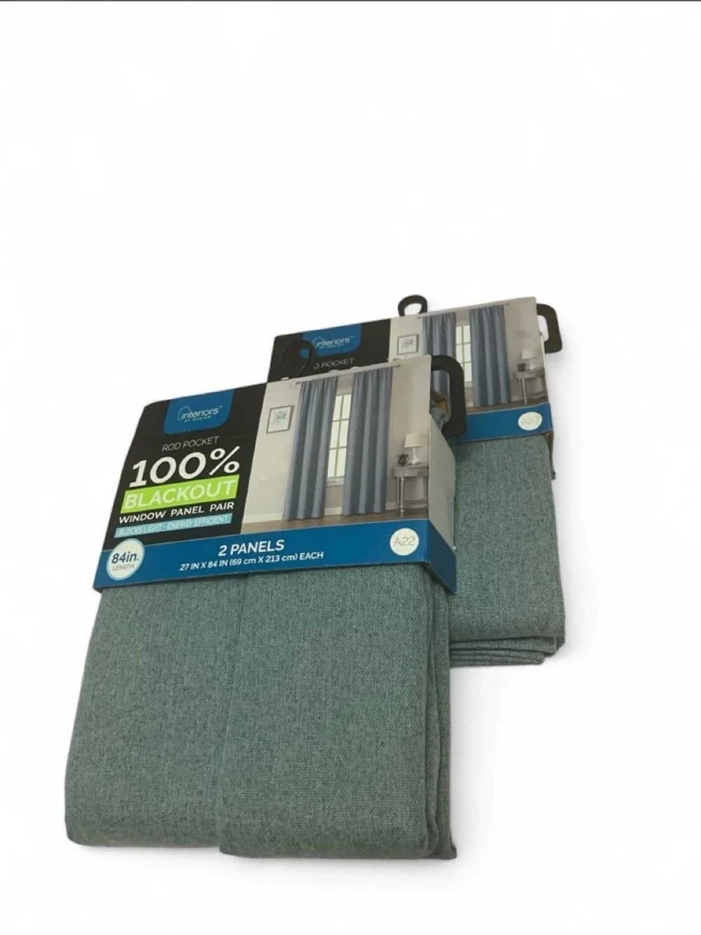 Two (2) sets of 100% Blackout Rod Pocket Window Panel Pair in Teal